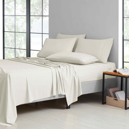 Bibb Home Bamboo Comfort 6-Piece Luxury Sheet Set - Queen - Ivory 1300